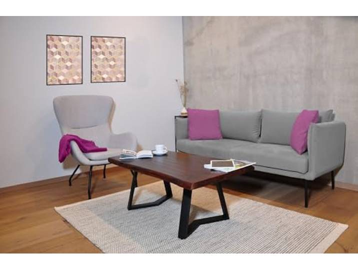 SITHEIM Couchtisch Phoenix Massiver Baumstamm Couchtisch 110cm Akazienholz Rot Walnuss Schwarz Kufen