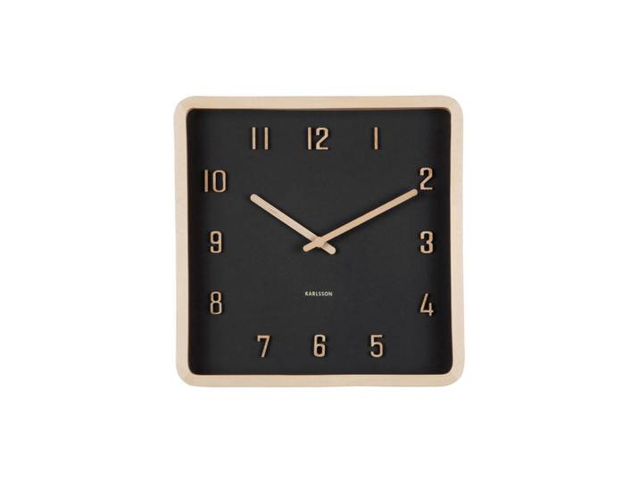 Karlsson Wanduhr Nervadura, Schwarz, Holz, Linde, 26x26x5.3 cm, Dekoration, Uhren, Wanduhren