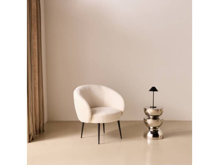 Fauteuil cosy rond en bouclette crème
