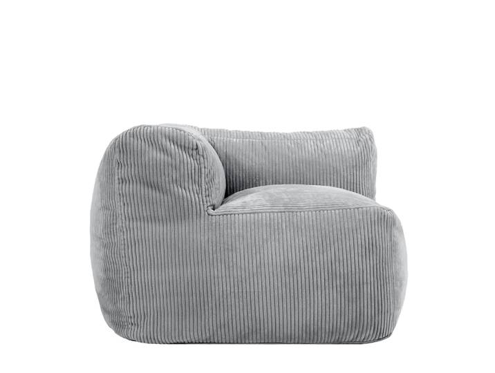 Pouf fauteuil d'angle modulable en velours côtelé gris