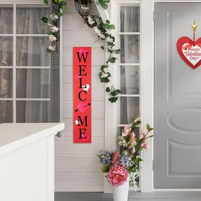 "Glitzhome 36""H Valentine's Wooden Welcome Porch Sign"