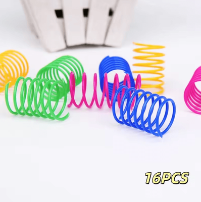 Inspire Curations SpringBounce Colorful Cat Toy Springs Interactive Jump & Chase Set 16pcs