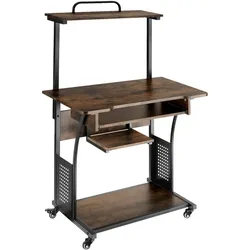 tectake Schreibtisch Fife 80x65,5x130,5cm  Industrial Holz Dunkel, Rustikal