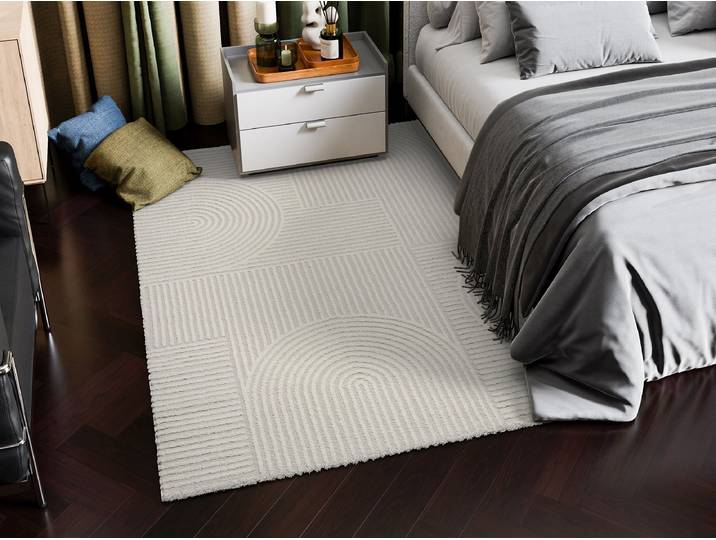 Tapis à poils courts Zephyr Vent Blanc 140 x 200cm Tissu mélangé