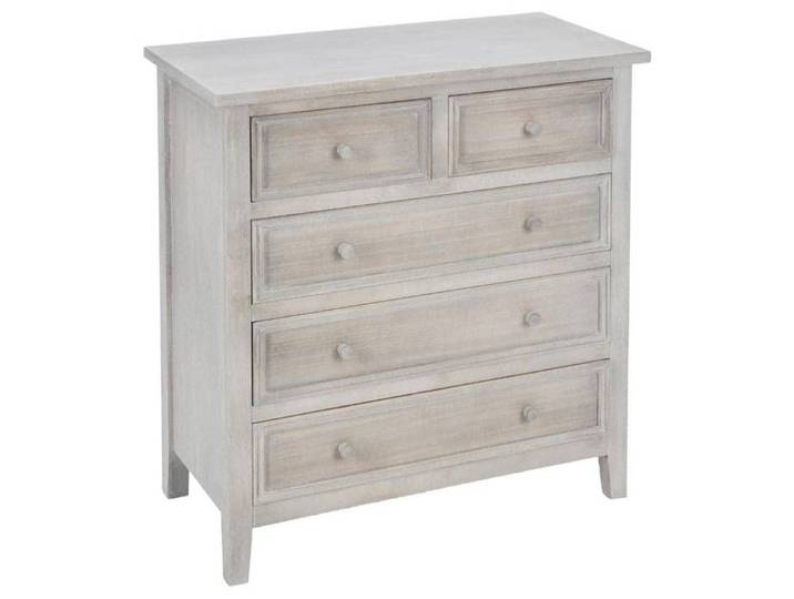Chiffonnier  Charme  bois blanchi 5 tiroirs - Atmosphera Créateur d'intérieur