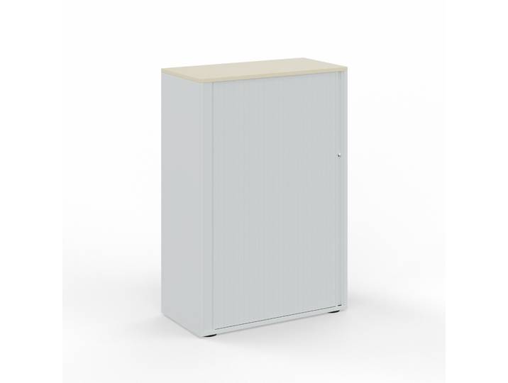 Rollladenschrank Tradingzone GO Swiss 80.0 x 40.0 cm, 3 Ordner hoch, Weissgrau/Ahorn, Neu - Optimale Raumnutzung