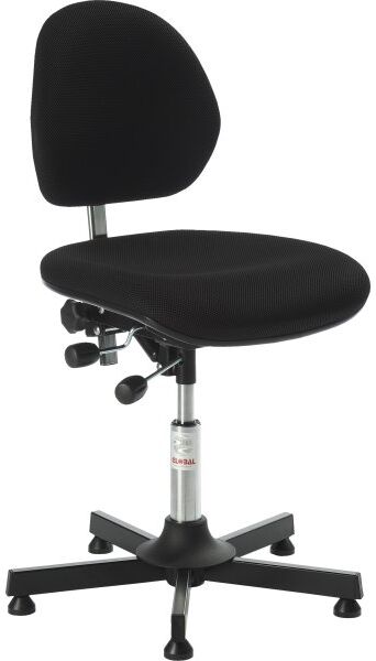 Global Aktiv Arbejdsstol, Sort, Uldstof, 50-63 Cm