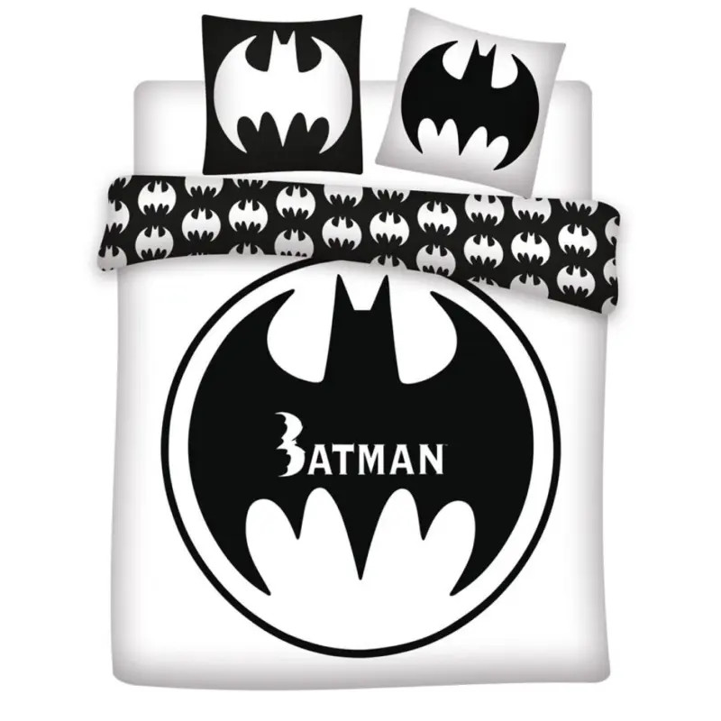 Batman Dekbedovertrek voor volwassenen Black and White - 240 x 220 cm