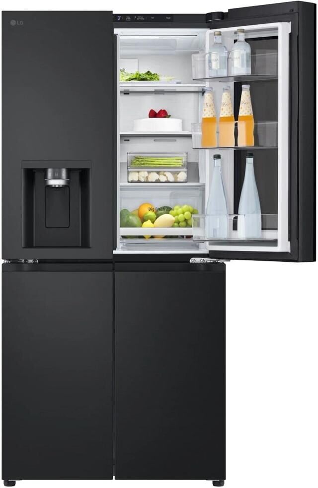 LG Side-by-Side "GMG761EPAE", Energieeffizienz: E, schwarz (essence matte schwarz), B:83,5cm H:178,7cm T:73cm, Kühlschränke, InstaView, DoorCooling+, Side-by-Side essence matte schwarz Einheitsgröße