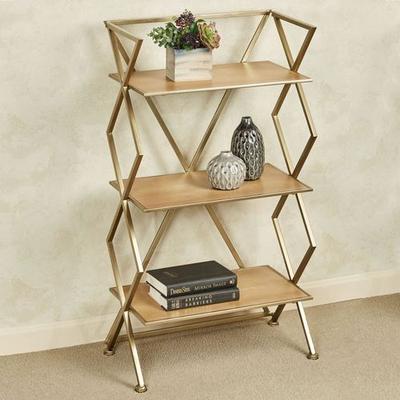 Touch of Class Jamie Three Tier Floor Shelf Gold , Gold