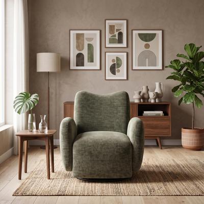 GREATPLANINC Swivel Accent Chair with Curved Backrest