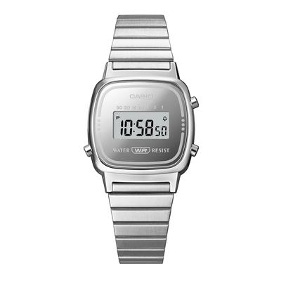 Chronograph CASIO VINTAGE, silber (edelstahlfarben), Armbanduhren, Damen, Chronograph, Quarzuhr, Armbanduhr, Damenuhr, Edelstahlarmband, digital