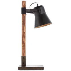 BRILLIANT Lampe Plow Tischleuchte schwarz stahl/holz   1x A60 , E27 , 10W , geeignet für Normallampen (nicht enthalten)   Mit Schnurzwischenschalter