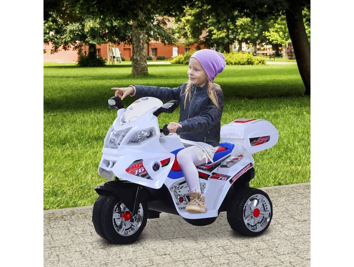 HOMCOM Moto Scooter électrique pour Enfants modèle Policier Fonctions sirène et gyrophare à partir de 3 Ans