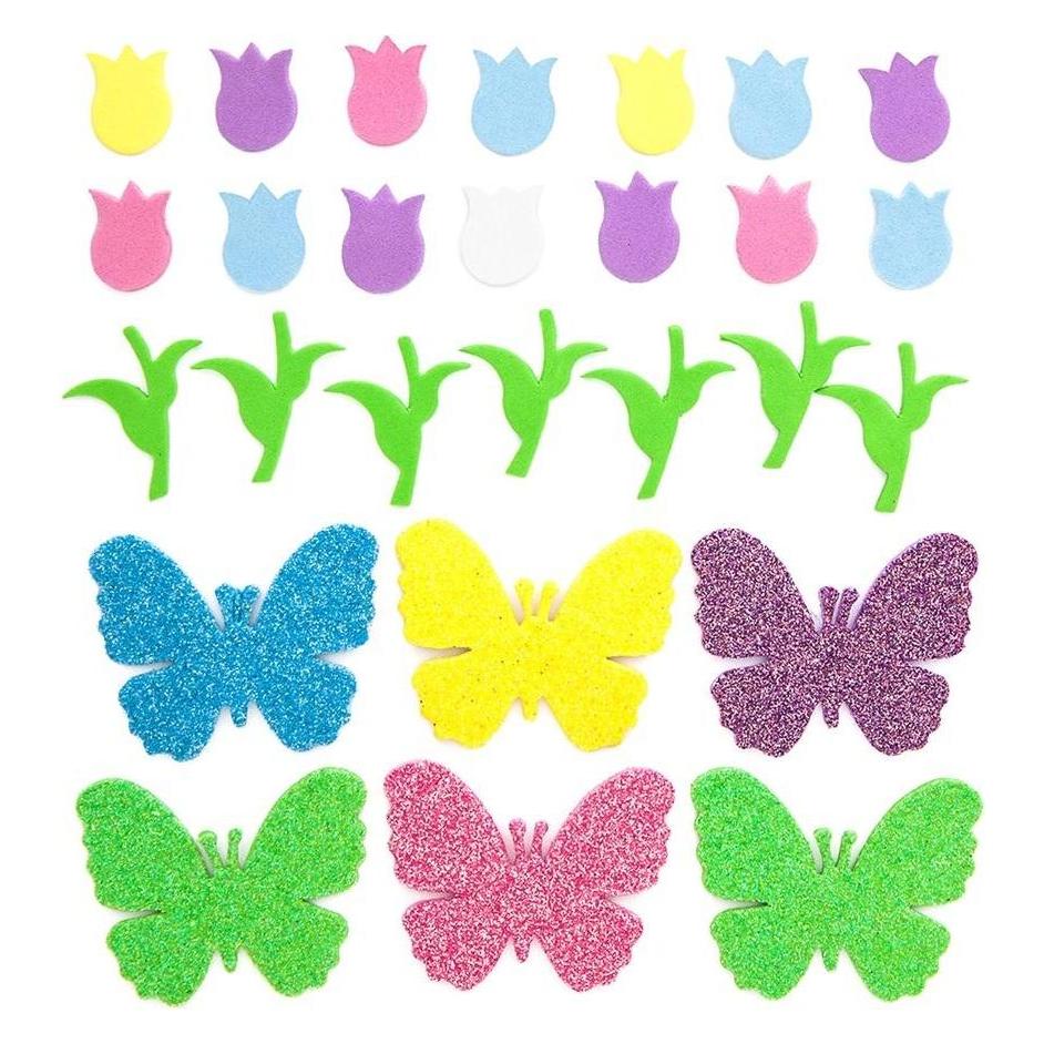 DP Craft Schaumstoffaufkleber Tulpen und Schmetterlinge 92 Stk (92 Sticker) (47591136)