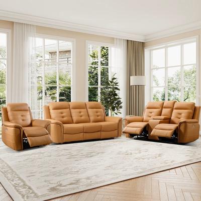 EBELLO Recliner Loveseat and 3-Seat Sofa Set Power Reclining with USB for Living Room Home Theater