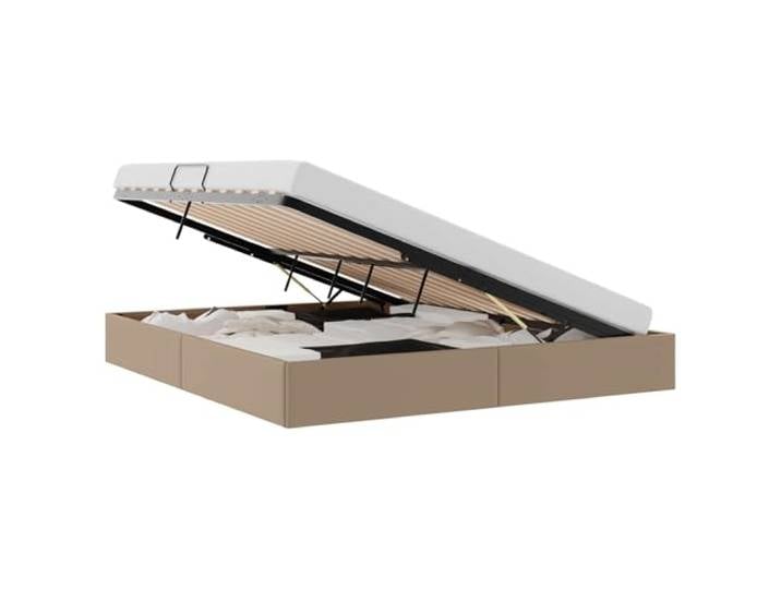 KTHLBRH Ottomanbett Cappuccino 180 x 200 cm Kunstleder Hydraulischer Aufzug, Aufbewahrungsfach unter Matratze, Metallgestell, Vierkantgriff, pulverbeschichtet