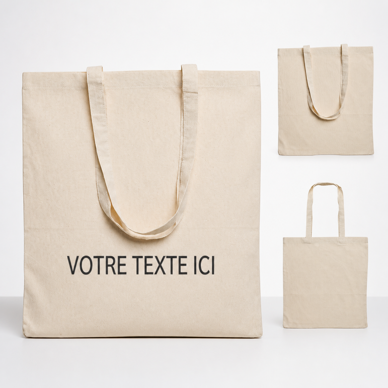 Sac shopping personnalisé en coton coton beige