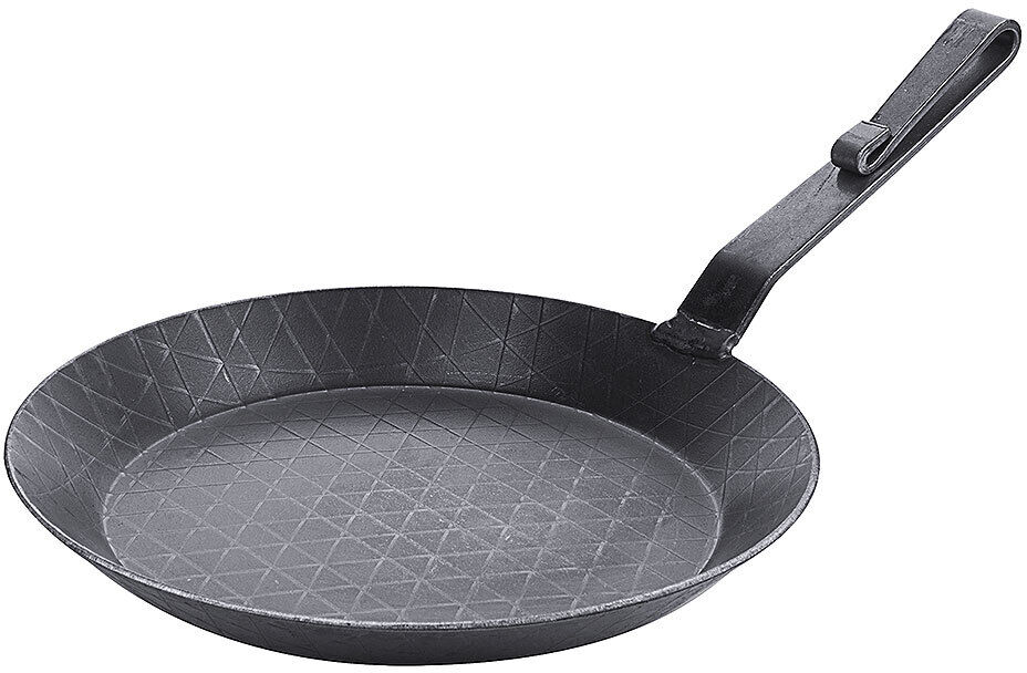 Contacto Padella di Ferro per Friggere 24 cm Manico Piatto Piegato Bassa h 3 cm Manico 12,5 cm