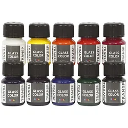 Creativ Company, Künstlerfarbe + Bastelfarbe, Glass Color - Transparent (10 x 35 ml) (350 ml)