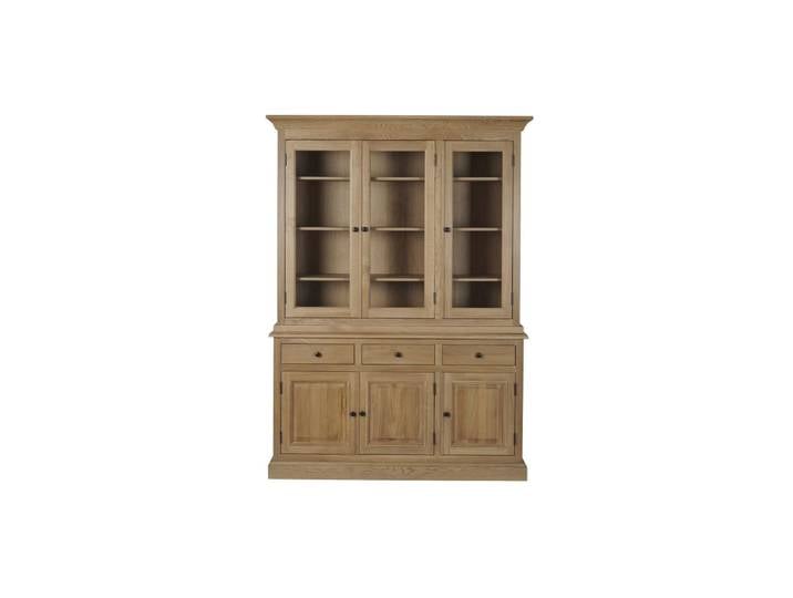 Buffet vaisselier en chêne 3 portes vitrées 3 tiroirs 3 portes bois