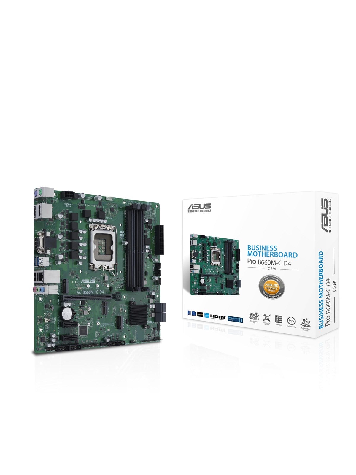 ASUS PRO B660M-C D4-CSM Mainboard - Intel B660 - Intel LGA1700 - DDR4 RAM - Micro-ATX