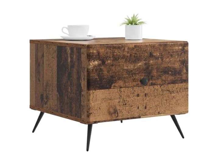 KTHLBRH Couchtisch mit Schublade, antikes Holz, 49 x 50 x 40 cm Vintage-Design, technisches Holz, viel Platz für Zeitschriften, pflegeleicht