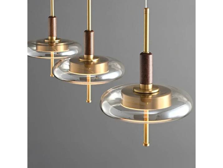 2025 Simple luxe Restaurant lustres concepteur en laiton noyer pendentif LED lampe pour Bar chambre chevet chambre décor éclairage Fix