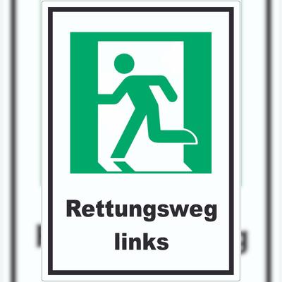 HB-Druck Rettungsweg links Aufkleber A6 (105x148mm)