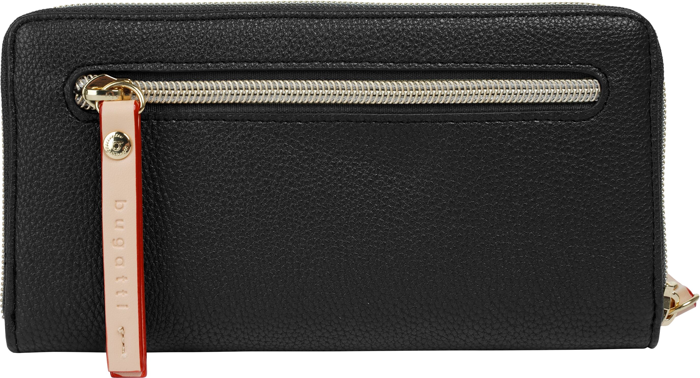 Geldbörse BUGATTI "BUGATTI Damen ELLA", Damen, schwarz, Kunstfaser, leicht glänzend, unifarben, Kleinlederwaren Geldbörse schwarz Einheitsgröße
