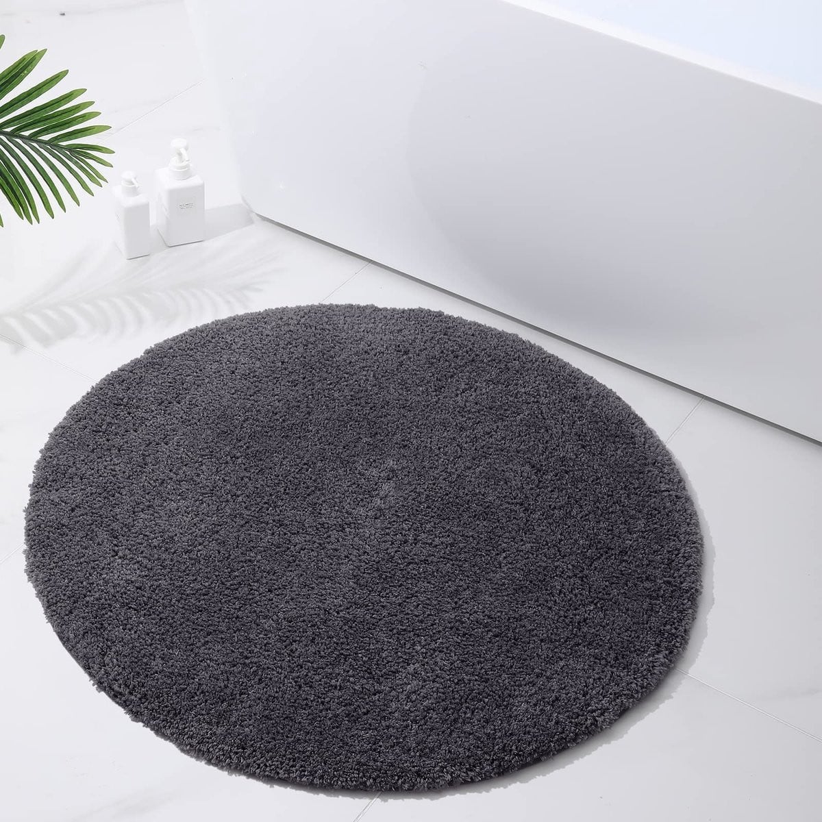 Omgoods Fluffy Ronde Badmat van Microvezel - 90 cm