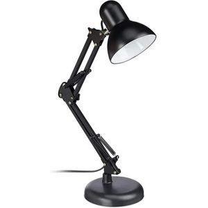 Relaxdays Schreibtischlampe mit E27-Fassung, mit Standfuß, schwarz