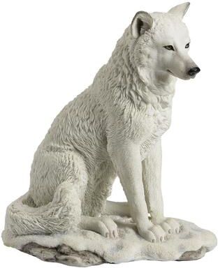 Veronese Design 7.68 in H White Wolf Sitting in Snow Figurine White Poly Resin