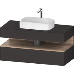 Duravit Collection One Konsolenwaschtischunterbau, 1 Auszug, 1 Schubkasten, Ausschnitt mittig, 1200x550x600mm, Nische Eiche Mamoriert, QA4732055800000, Farbe: graphit supermatt