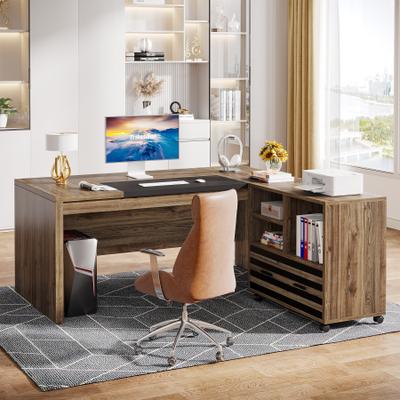 Bluebell "62.2"" Executive Desk with Mobile File Cabinet, L-Shaped Office Desk for Home Office"