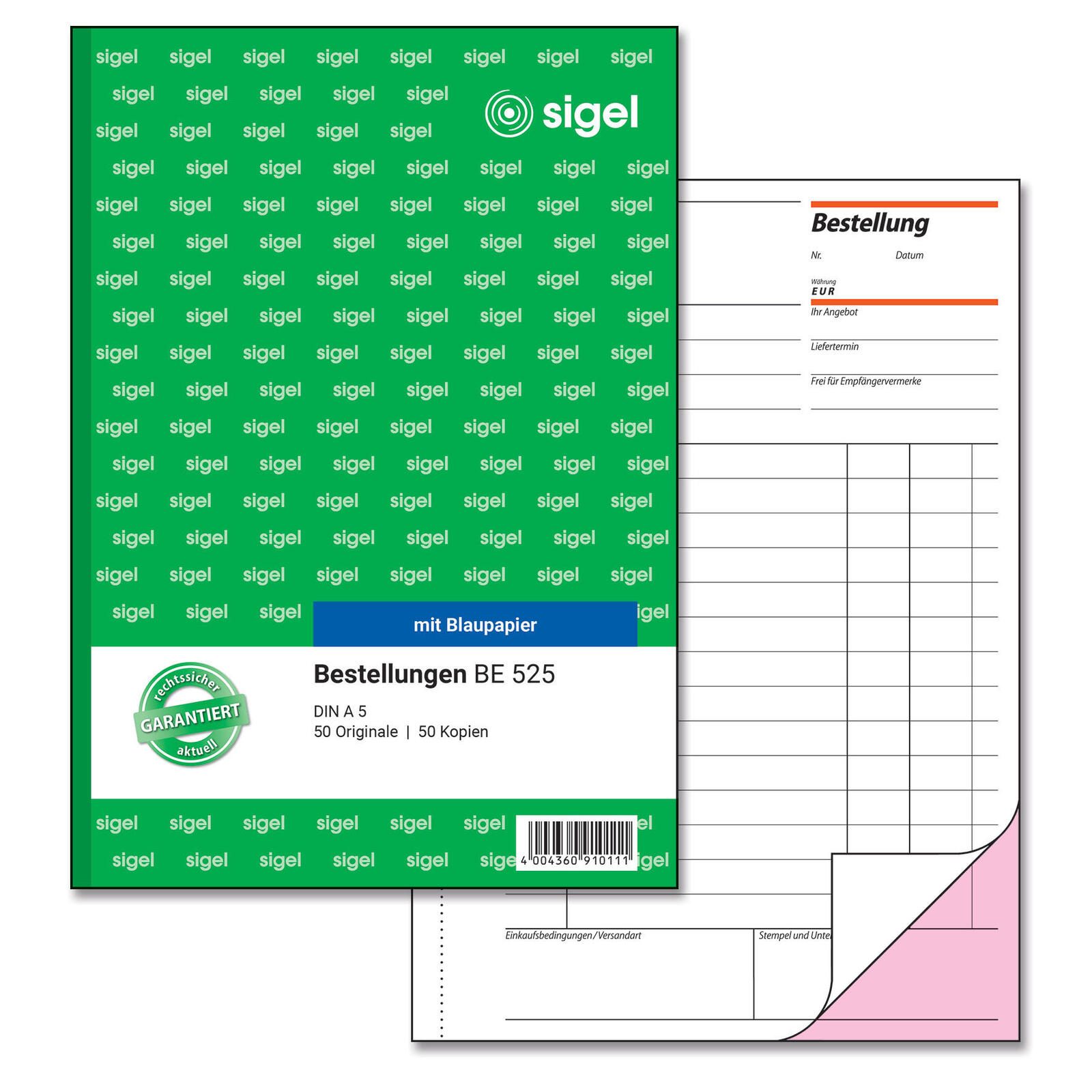 SIGEL Formularbuch Bestellung DIN A5 2x 50 Seiten BE525
