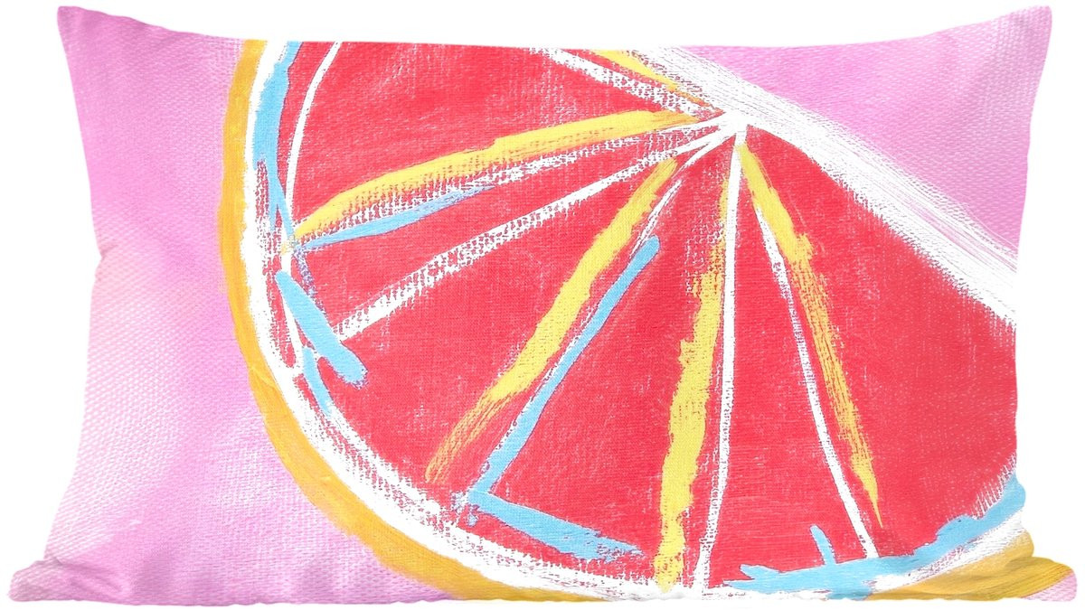 PillowMonkey Sierenkussen Grapefruit - Roze met Strepen - 50 x 30 cm