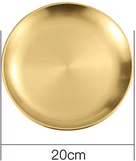 Uplift Curations Durable Rust Proof Camping Plates Metal Round Serving Plate Set 7.87in Gold Plate