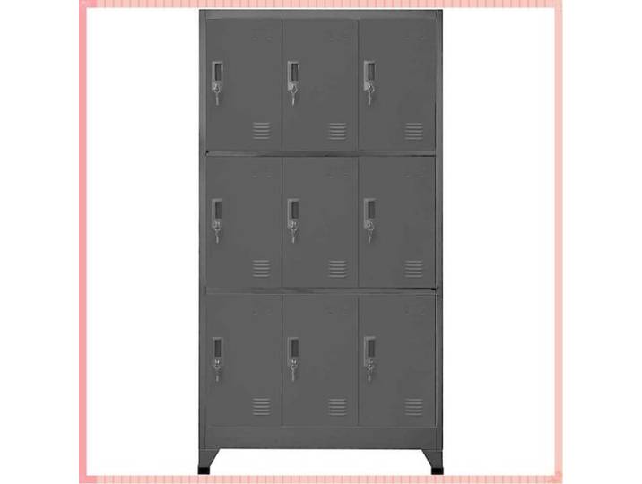 Armoire à casiers - Acier - Rangement - Durable - Noir - 90x45x180 cm - pour 2 clés - V3