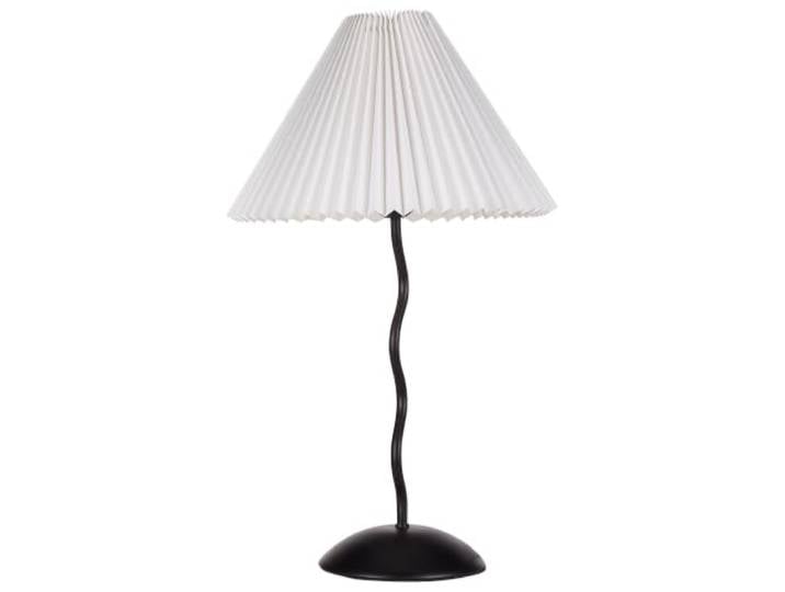 Beliani Tischlampe schwarz Metallfuß gewellt Plisseeschirm Stoffschirm Kegelform Jikawo