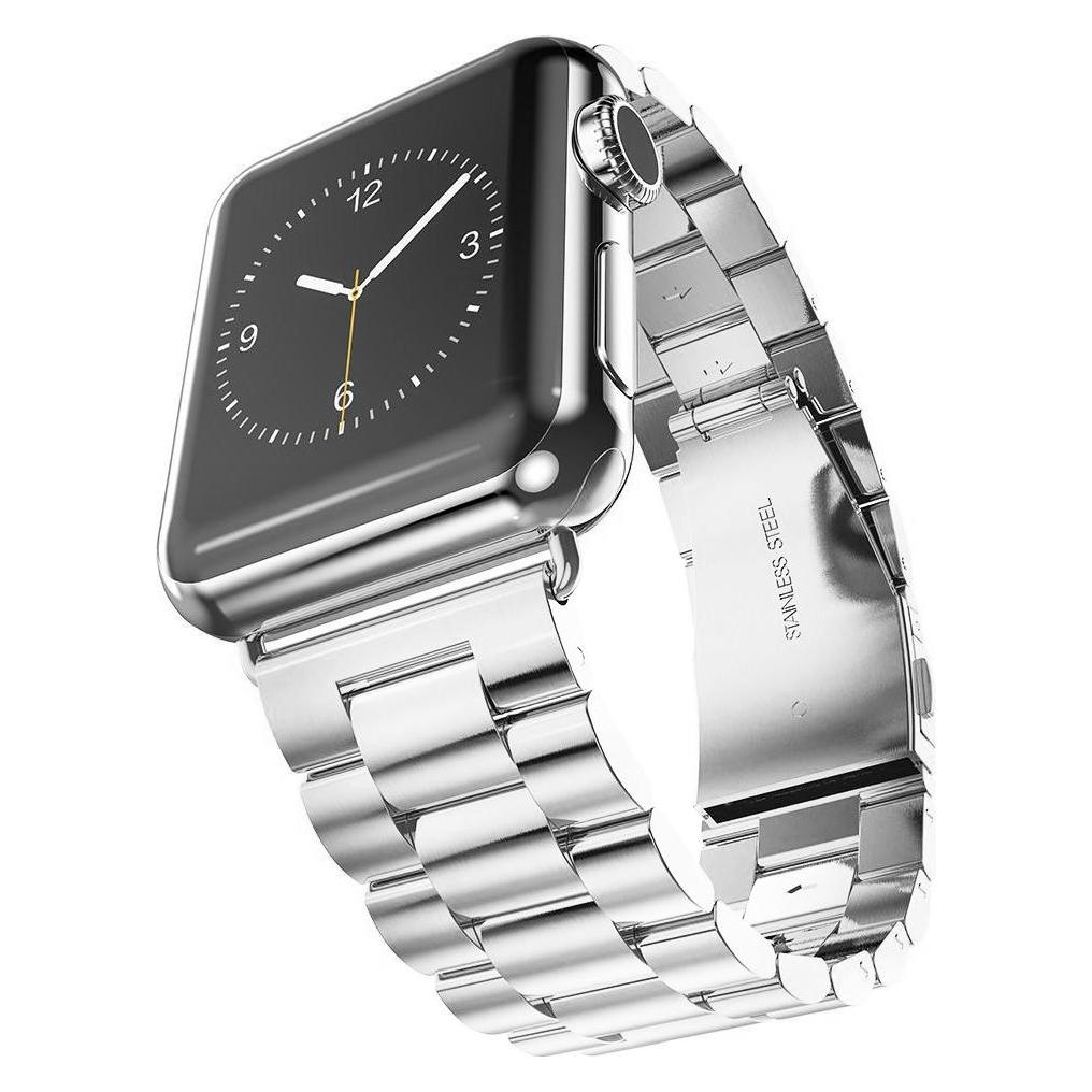 Techsuit - Watchband (W036) - Apple Watch 1/2/3/4/5/6/7/8/9/10/SE/SE 2 (38/40/41/42mm) - Silver (38 mm, 40 mm, 41 mm, 42 mm, Stainless Steel) (56344108)