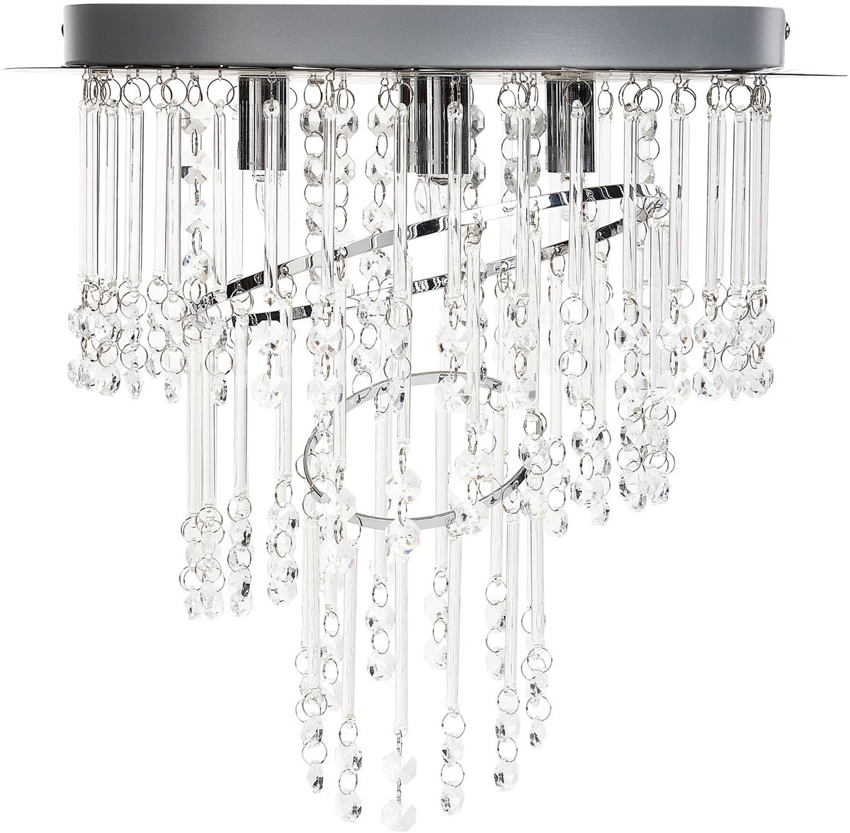 Beliani Glamour Kroonluchter Hanglamp van Metaal en Kristal in Zilver