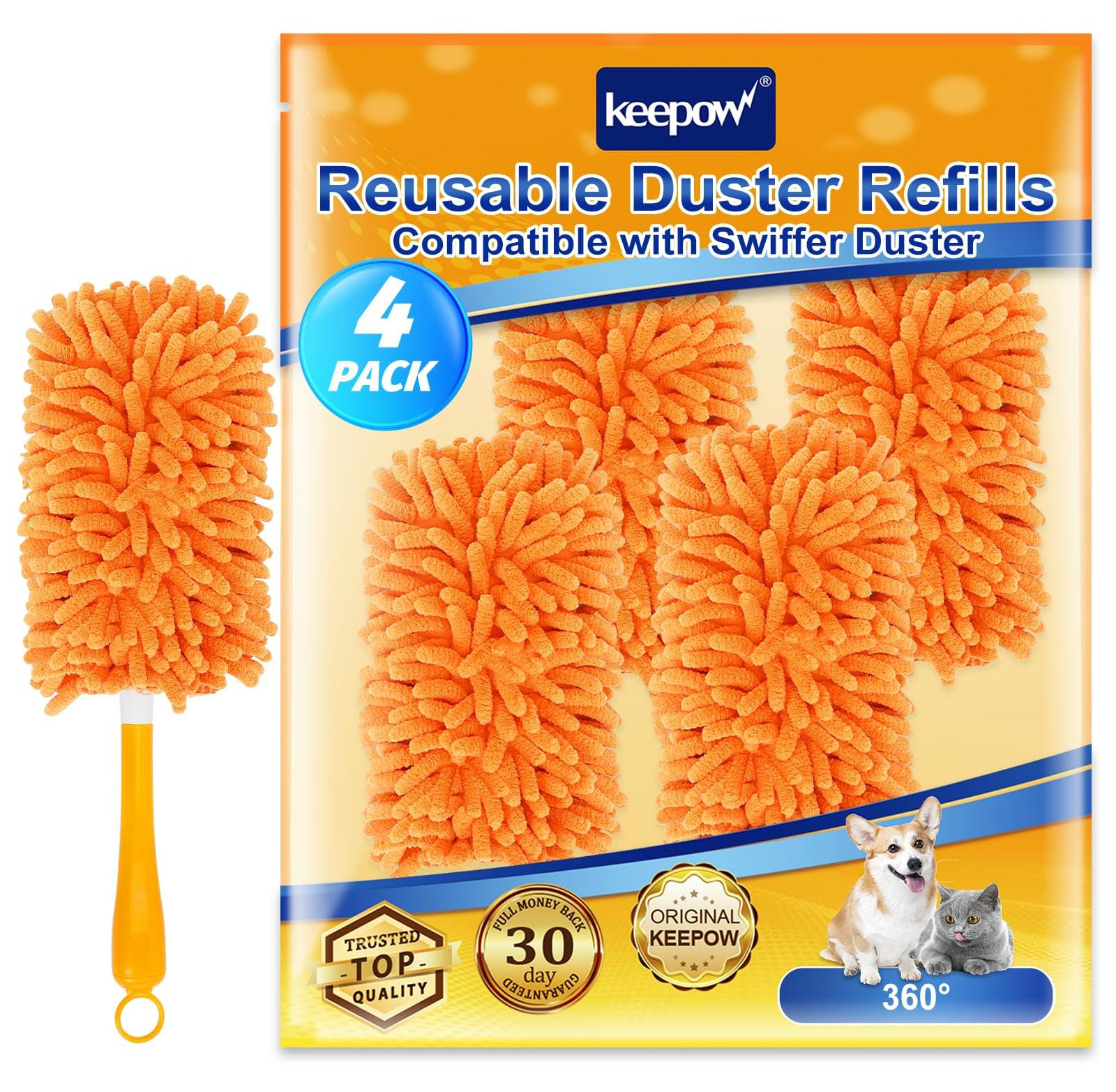 Dripio 4 wasbare microvezeldoeken voor Swiffer, oranje
