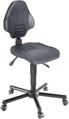 XXL-Arbeitsdrehstuhl meychair Workster Pro W13-01070, mit Rollen, höhenverstellbar, bis 250 kg, Stahl & Polyurethanschaum, desinfektionsmittelbeständig, schwarz