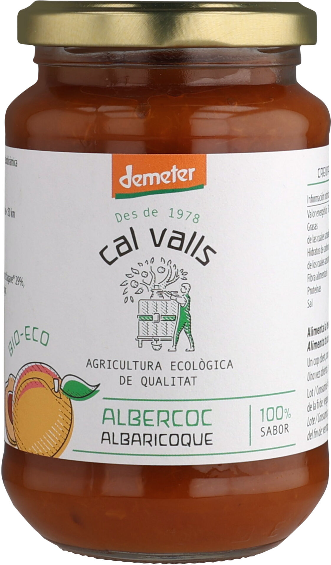 Cal Valls Aprikosenmarmelade (Demeter) - 375g aus Spanien