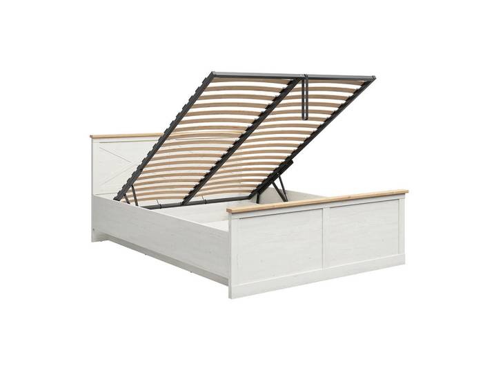 Petits-meubles Boxbett 160/200 Victoria Weiß und Holz, Holzwerkstoff, 160x200 cm, Schlafzimmer, Bett, Boxspringbetten