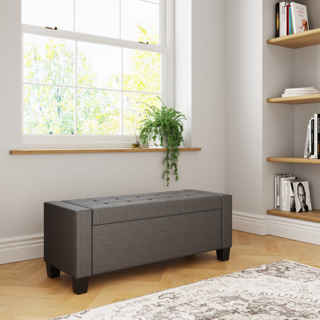 Three Posts Ashley Storage Bench Charcoal Grey 39cm H X 104cm W X 39cm D