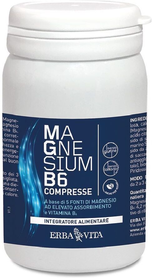 Erba Vita Magnesium B6 - Compresse Integratore Sistema Nervoso, 60 Compresse, Magnesio e Vitamina B6