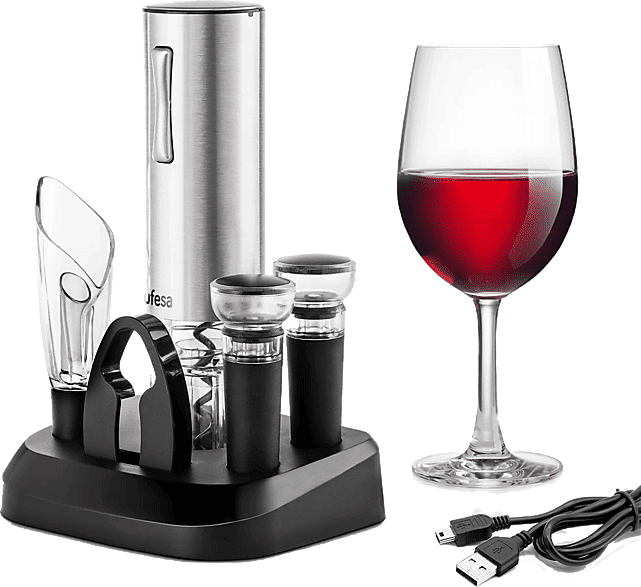 Sacacorchos - Ufesa EasyPack, Inalámbrico, Inox/Negro