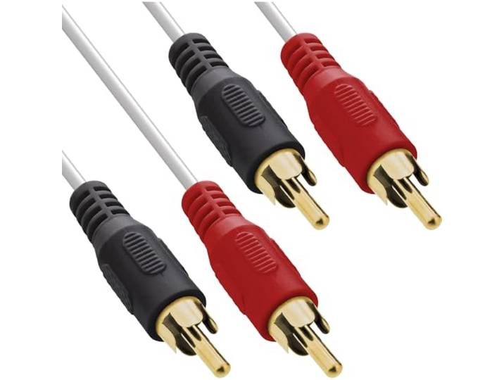 InLine 89938U RCA-kabel, 2x cinch, stekker/stekker, wit/goud, 3m